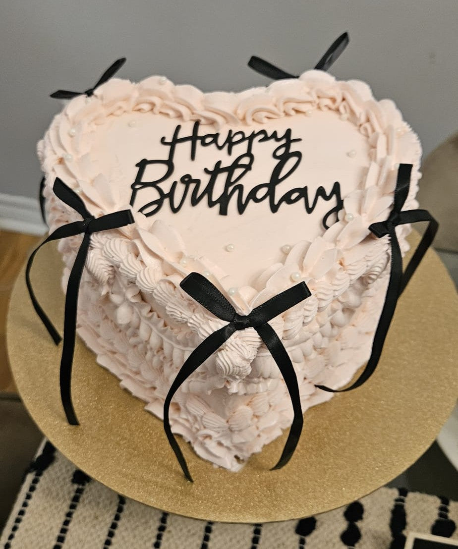Lambeth Black & Pink Heart - Cake Design