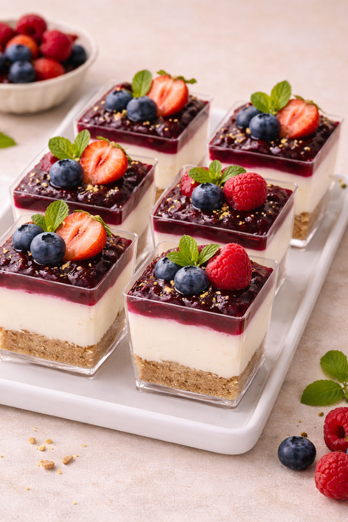 Mixed Berry and Cheese Trifles